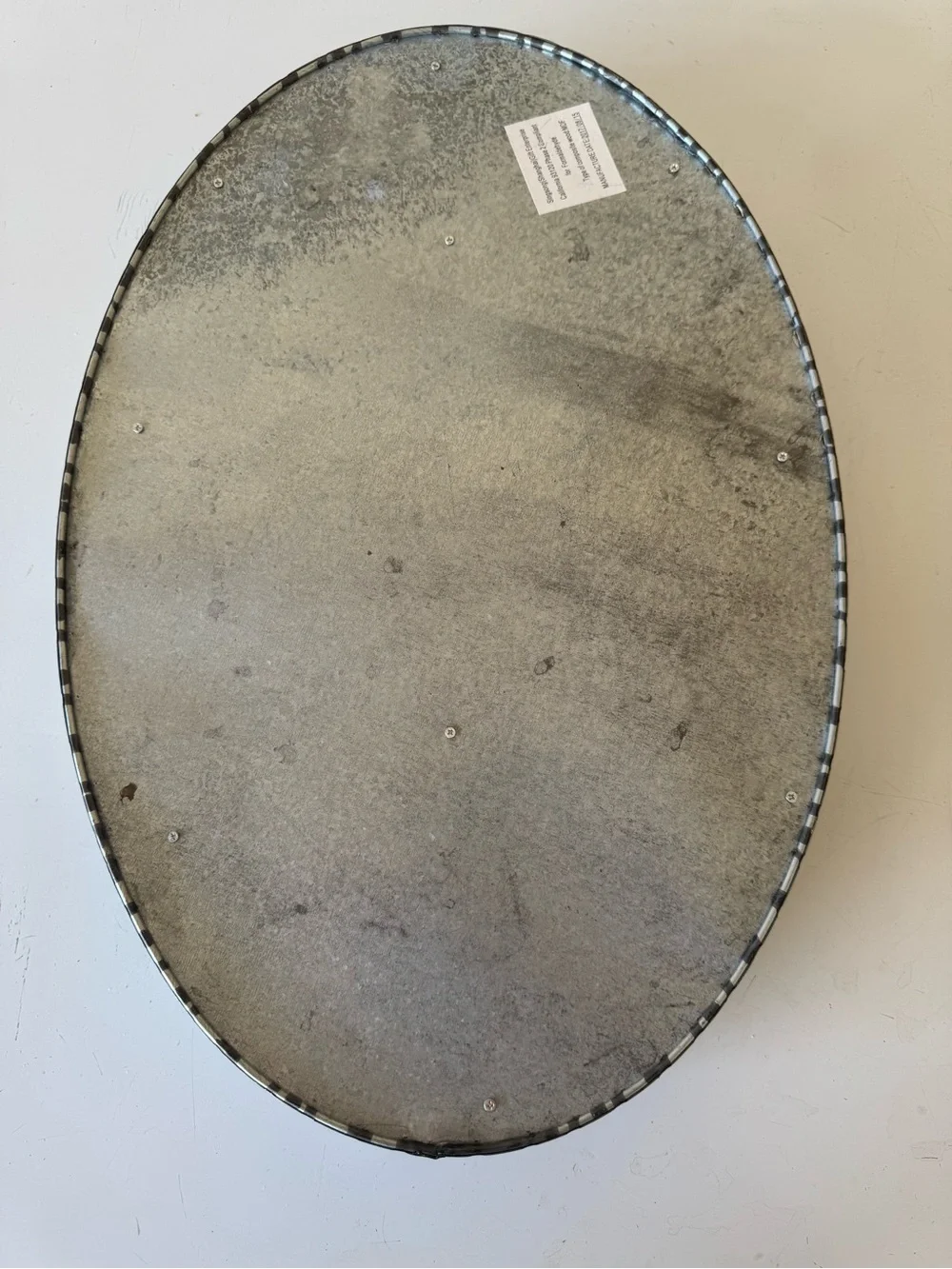 Wood and Metal Oval Serving Tray - Brown